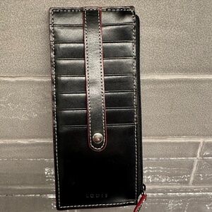 LODIS Slim Credit Card Coin Wallet ID 10 Pocket Black LEATHER